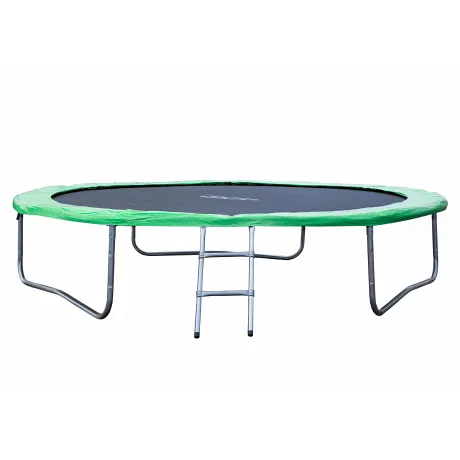 Батут JUNHOP 10 Комплект с защитной сетью и лестницей зеленый - Фото 4