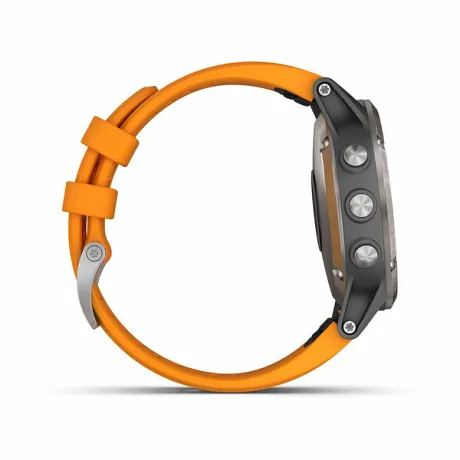 Мультиспортивные часы Garmin FENIX 5 PLUS SAPPHIRE титановый с оранжевым ремешком - Фото 6